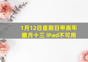 1月12日星期日甲辰年腊月十三 iPad不可用